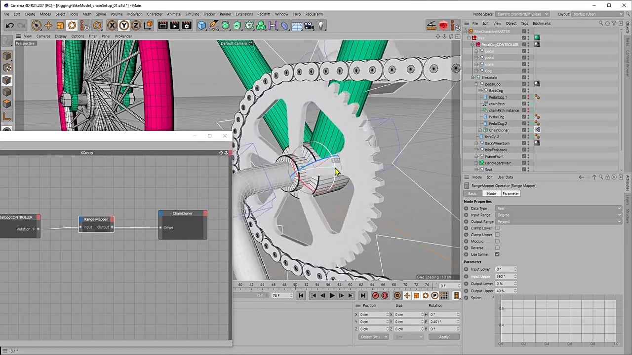 【C4D教程】自行车角色绑定动画学习(英文字幕)